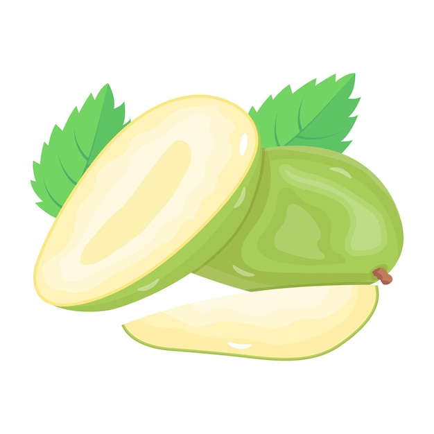 Modern isometric icon of unripe mangoes