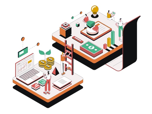 Modern isometric illustration design creative business