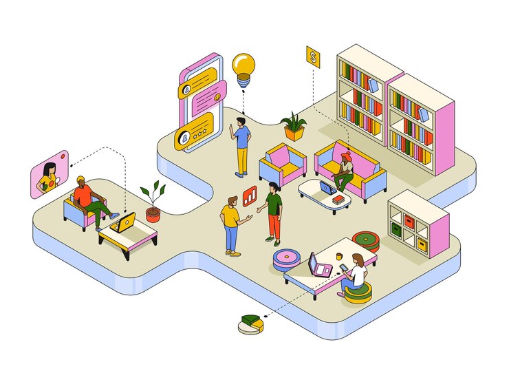 Vector modern isometric illustration design digital marketing