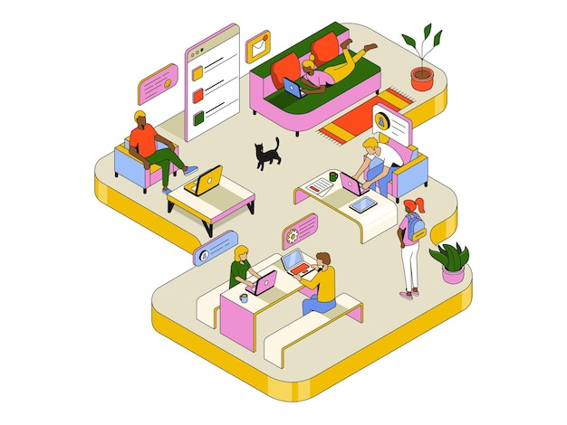 Modern isometric illustration design home office