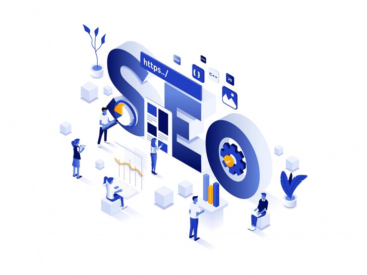 Vector modern isometric illustration design - seo