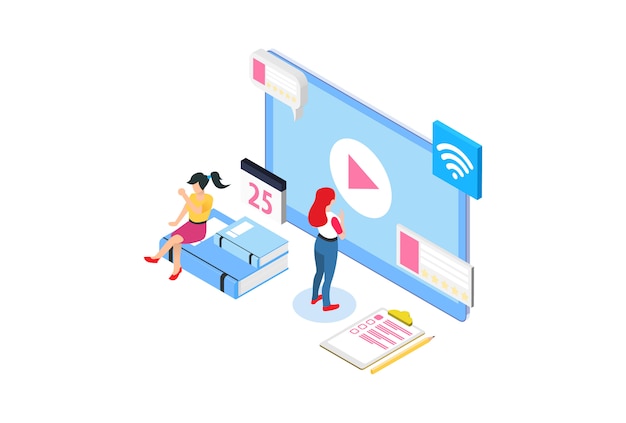 Modern Isometric Smart E-Learning