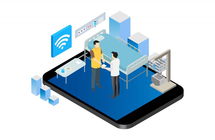 Vector modern isometric smart online doctor consultation illustration