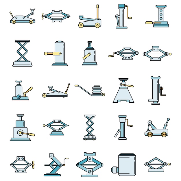 Modern jackscrew icons set vector color