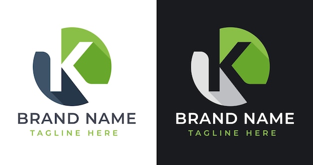 Vettore design moderno del logo della lettera k con stile a forma di cerchio