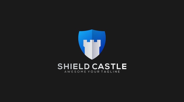 Modern kasteel schild logo ontwerpsjabloon