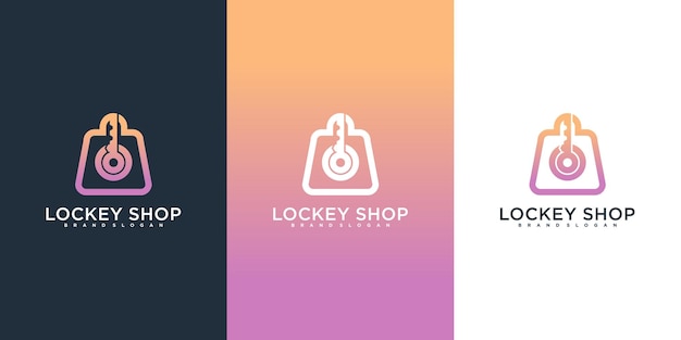 Modern key shop logo designs with cool gradient color concept premium vektor
