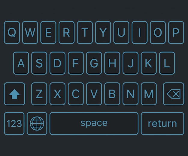 Vector modern keyboard of smartphone, alphabet buttons.