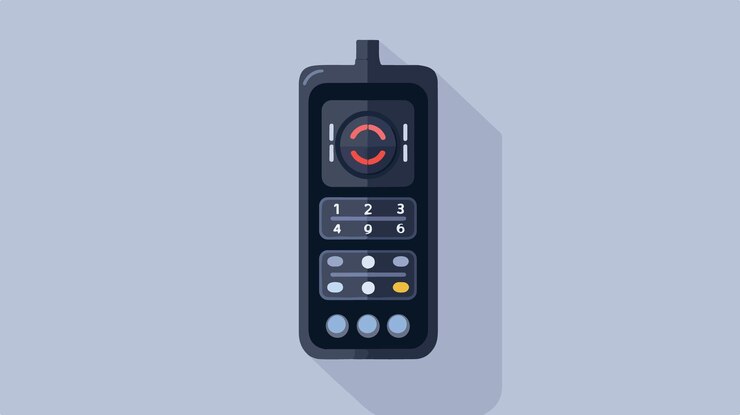 Vector modern keyless smart car key with buttons automotive vehicle accessory closeup shot