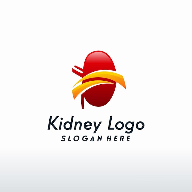 Modern Kidney logo with Swoosh, Health Kidney logo designs vector