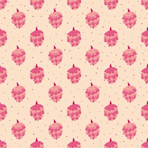 Modern kids seamless pattern with pine cone.simple cute doodle illustrations on beige background