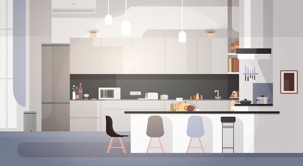 Vector modern kitchen interior empty no people house room