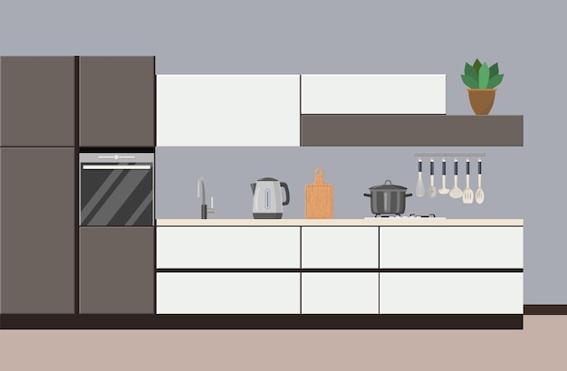 Vector modern kitchen interior