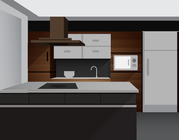 Vector modern kitchen interior