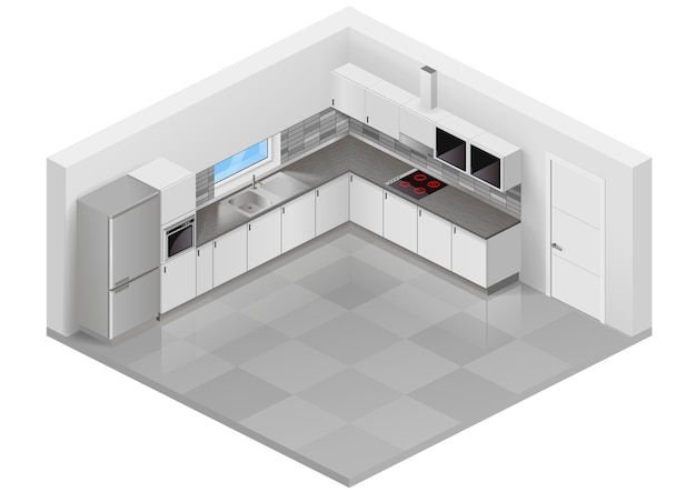 Modern kitchen isometric