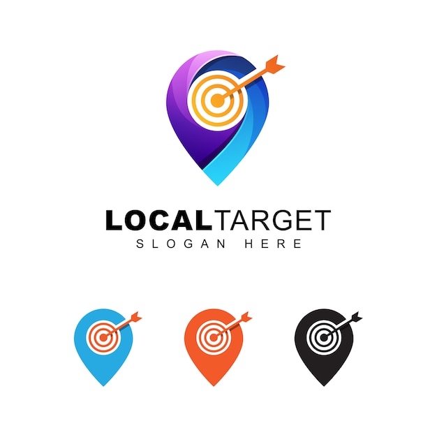 Modern kleur lokaal doel of pin locatie targeting logo