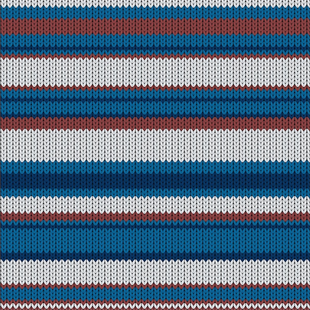 현대 니트 인쇄 패턴 파란색과 흰색과 주황색 원활한 패턴 기하학적 섬유 벡터