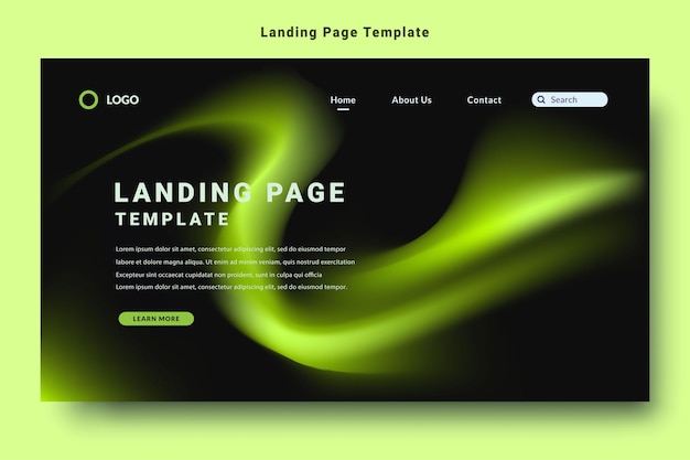 Vector modern landing page template design abstract gradation fluid pattern style black color background