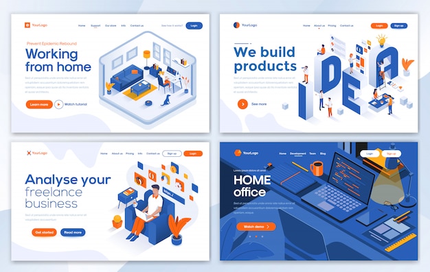 Modern of landing page template - lavorare da casa