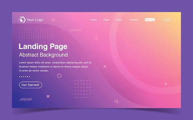 Modern landing page with abstract background