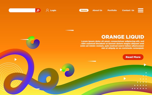 Modern Landing Page With Abstract Orange Liquid Style