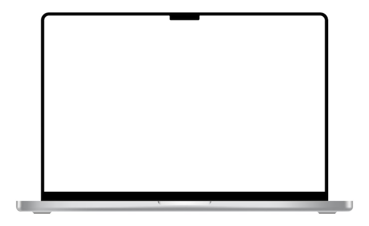 Vector modern laptop mockup template with blank display and black frame notebook device with notch