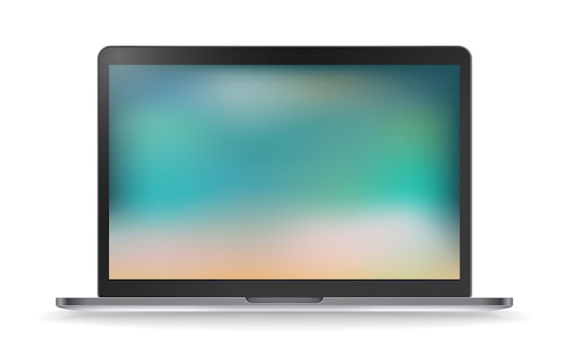 ぼやけた背景を持つ現代のラップトップベクトルモックアップ。 contectのテンプレート