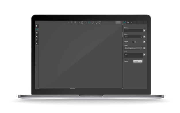 Modern laptop vector mockup with dark interface