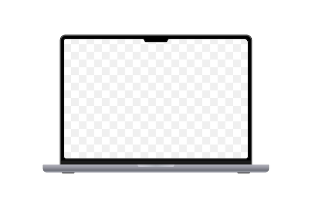 ベクトル 空白の画面を持つ最新のラップトップ。白い背景に分離された現実的なコンピューター ノート