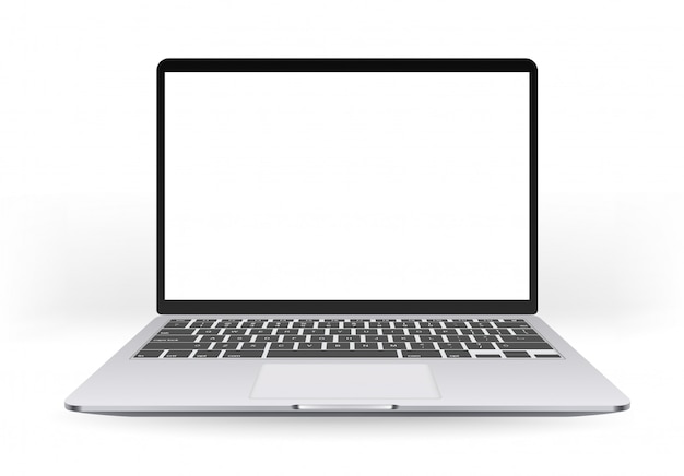 Vector modern laptop with empty screen isolated