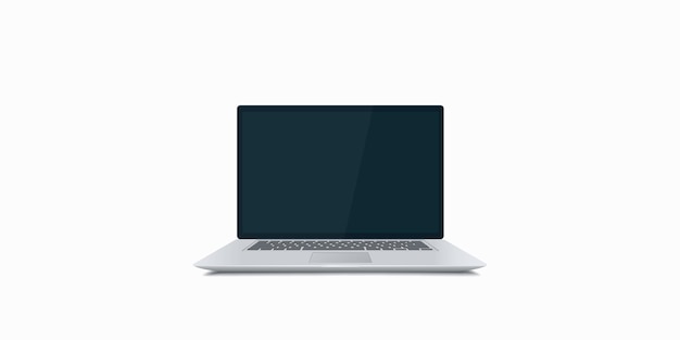 Modern laptop with empty screen over white background