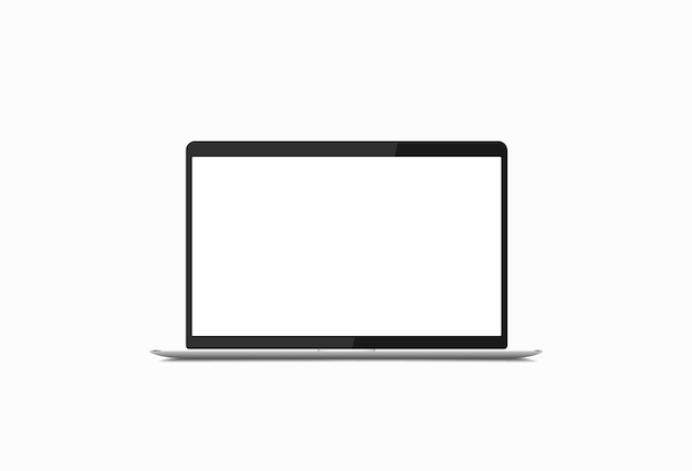 Vector modern laptop with empty screen over white