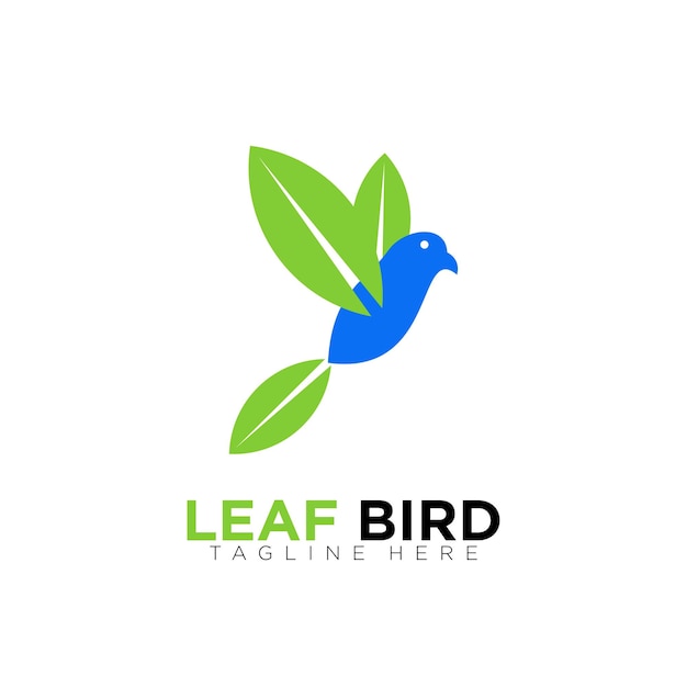 Modern leaf and bird logo design for business company brand