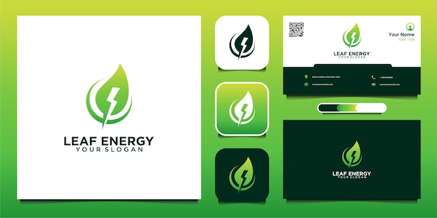 modern leaf energy logo design and business card