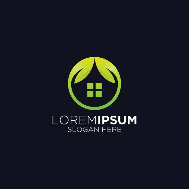 Modern leaf house circle logo