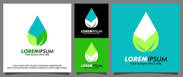 Modern leaf and water logo template