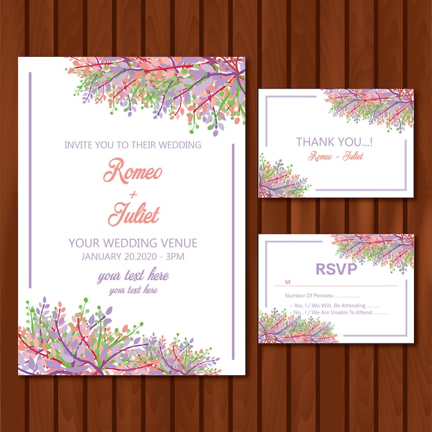 Modern leaf wedding invitation card