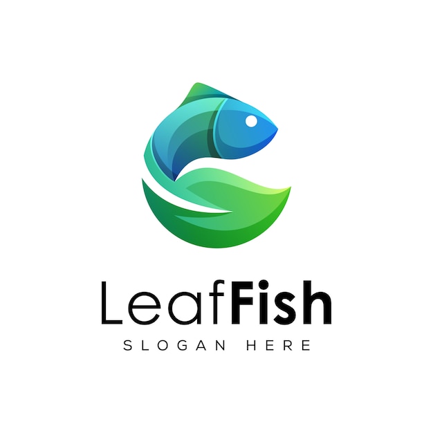 Modern leaf with fish logo