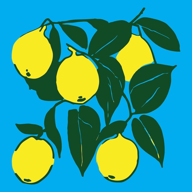 Modern lemon art italian fruit illustration kitchen print