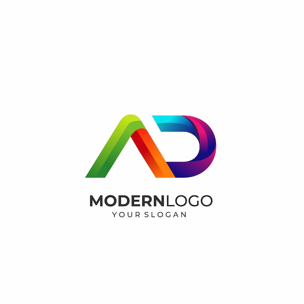 Modern Letter AD Шаблон логотипа