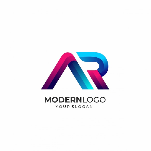 Modello di logo moderno lettera ar