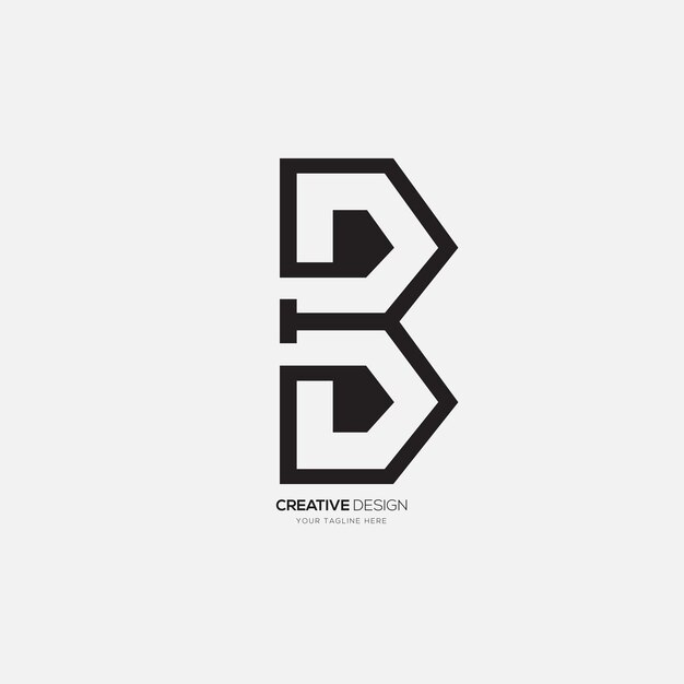 Modern letter B with negative space line art unique shape logo