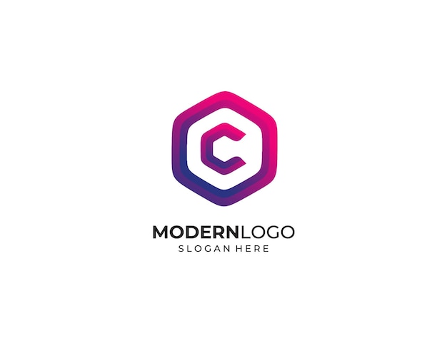 Vettore modello di progettazione di logo moderno lettera c.