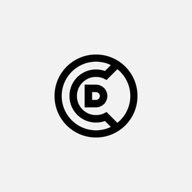 現代文字の D と C のロゴ DC または CD のロゴ