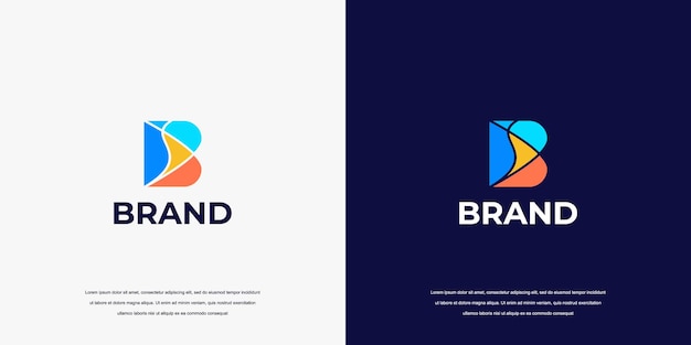 Modern letter E abstract logo template colorful letter B logo for technology brand identity symbol mark design