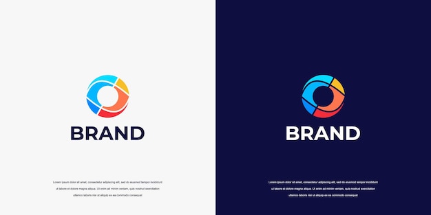 Modern letter E abstract logo template colorful letter O logo for technology brand identity symbol mark design