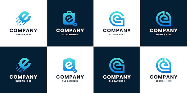 Modern letter E logo design with gradient color