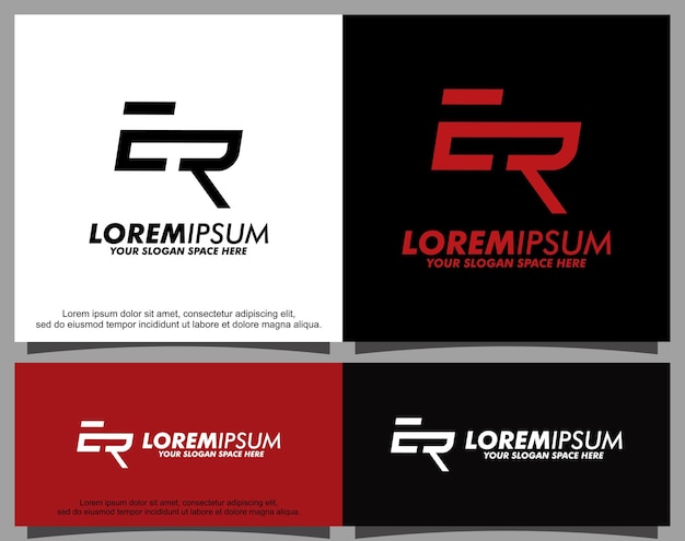 Modern letter E and R logo template