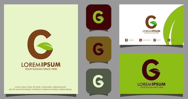 Modello moderno di lettera g e foglia logo desain