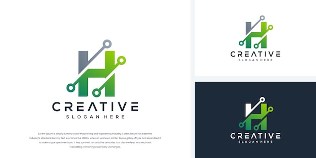 現代の文字hテクノロジーのロゴデザイン